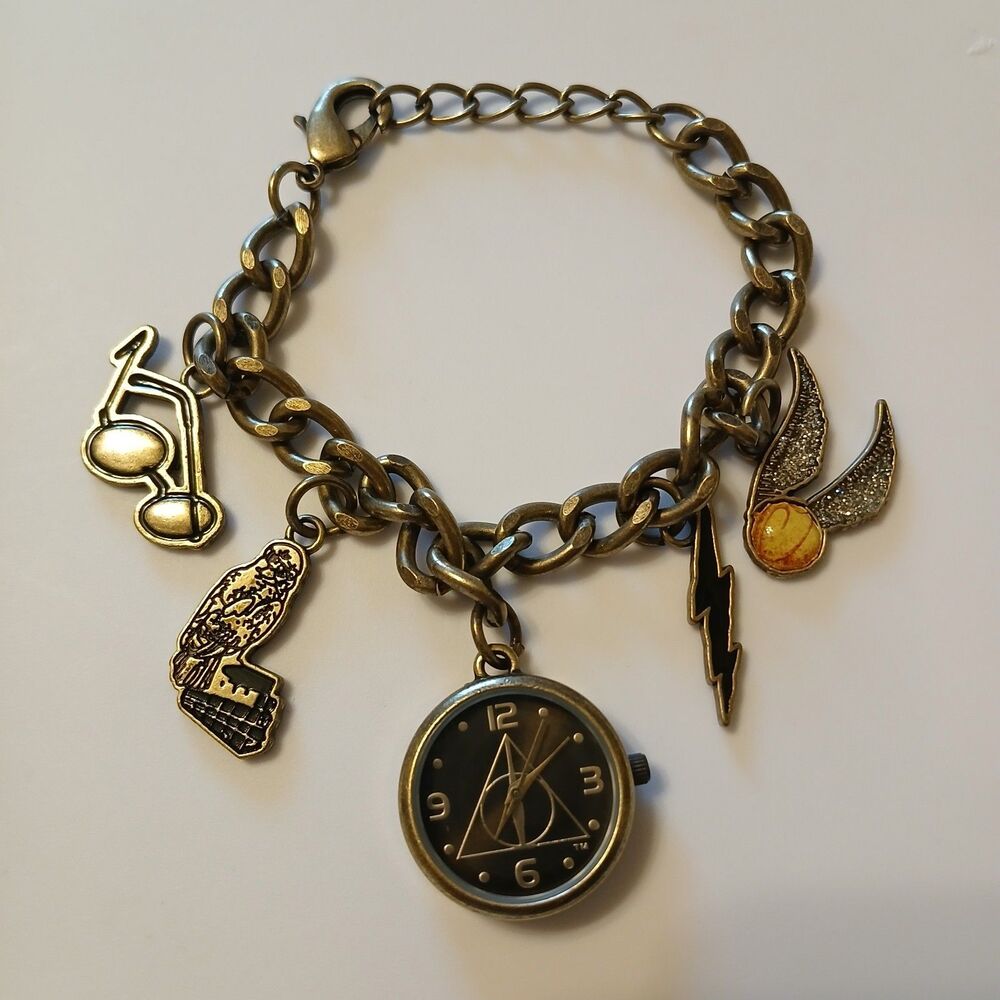Accutime Harry Potter Chunky Charm Whimsical Bronze Bracelet Watch Japan Movt